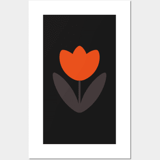 Retro Tulip in Coral Red by Suzie London Posters and Art